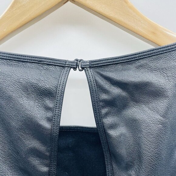 INC International Concepts Womens Small Faux Leather Bodysuit in Black $50 2467 - Picture 6 of 10